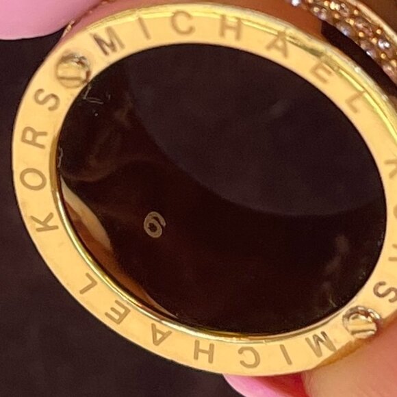 New Michael Kors 14ct yellow Gold Plated Cubic Zirconia Pavé Barrel Band Ring 6 - Picture 11 of 13